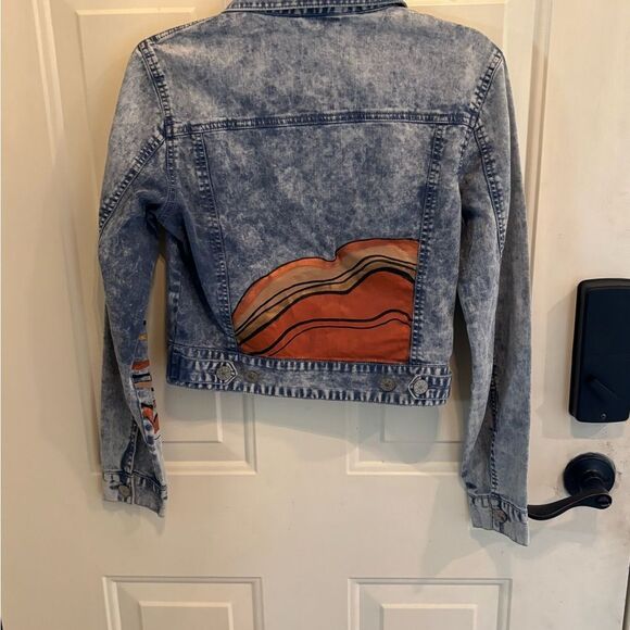 BDG Light Blue Jean Jacket Hand Painted Wild Soul - Picture 3 of 5